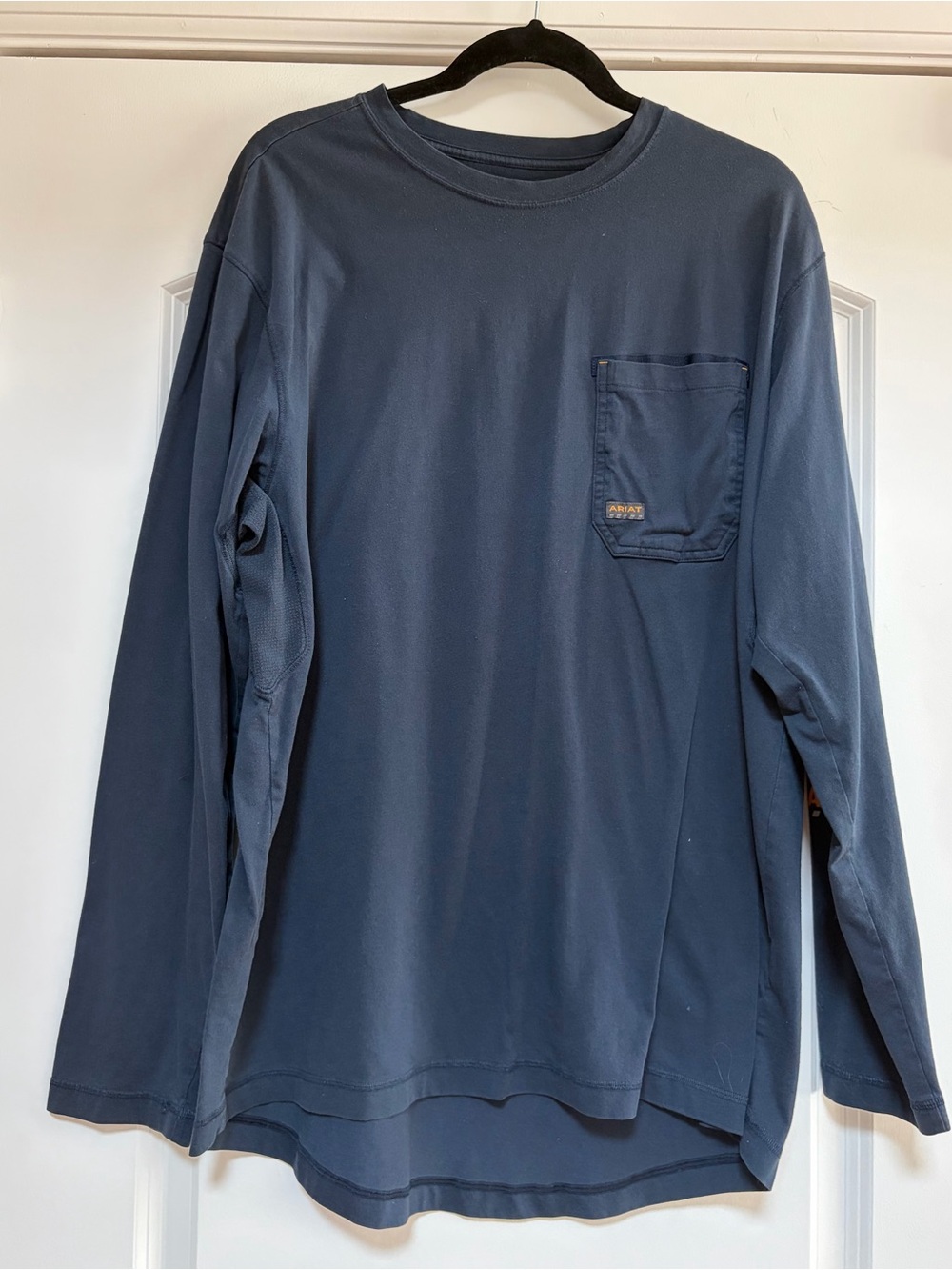 Ariat Rebar Mens XL Blue Long Sleeve Performance Work Pocket Logo T Shirt Casual